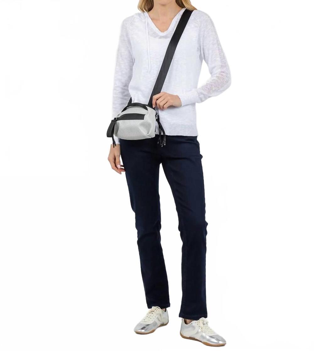 NEW ELLIOTT LAUREN boardwalk hoodie sweater with mesh detail in white
